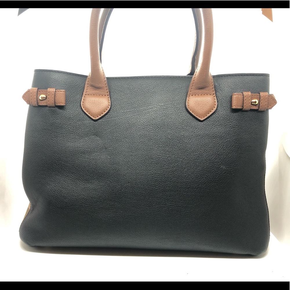 Burberry Medium Banner Tote Black and Brown Leather - Picture 2 of 11